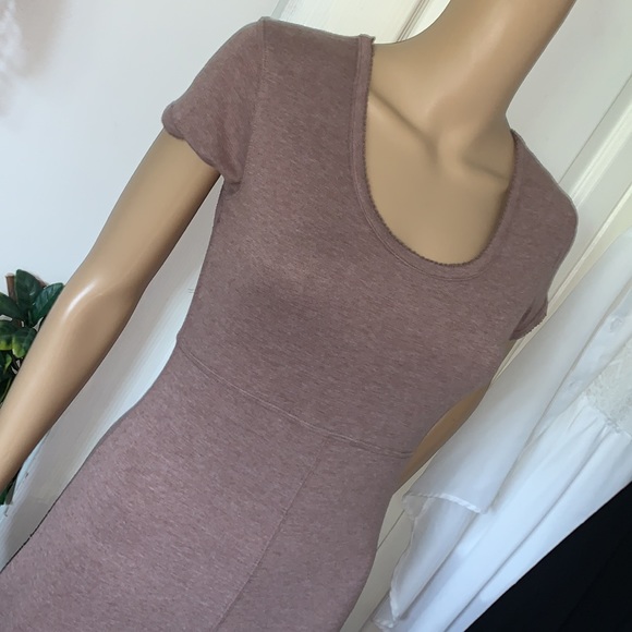 Vtg 80's 90's Jeffrey Rogers cap slv fit flare scoop neck maxi t-shirt dress M - Picture 2 of 16